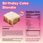 كعكة عيد ميلاد بلوندي، 12 قطعة - براوني بروتين برايم بايتس مع 19 جرام بروتين و5 جرام كولاجين