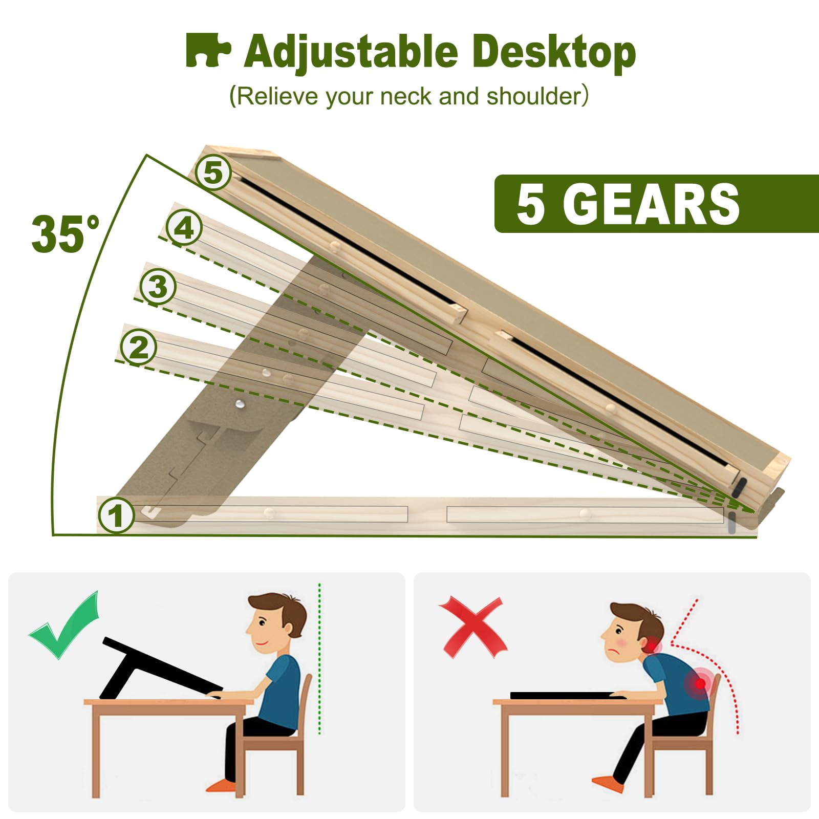 1500 Piece Puzzle Board with Drawers and Cover, Adjustable Tilting Puzzle Board, Portable Wooden Jigsaw Puzzle Table for Adults as a Gift