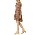 thumbnail image 4 of Allegra K Women's V Neck Long Sleeves Cinched Waist Half Placket Floral Dress, 4 of 7