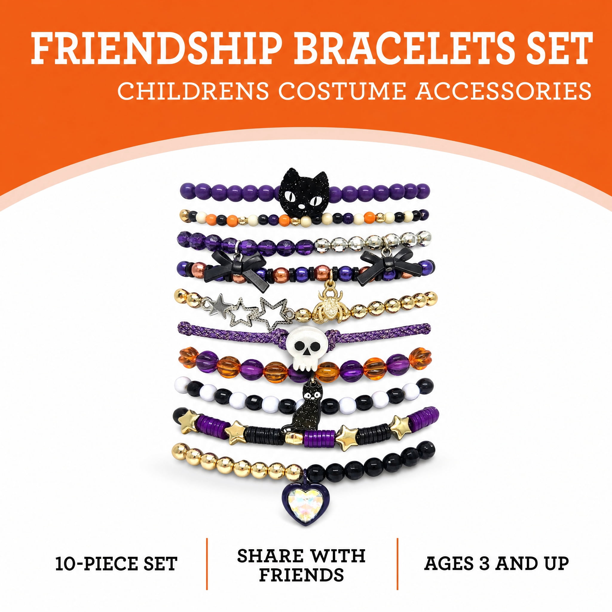 Friendship Bracelets Costume Accessory Set for Children, Purple and Black, 10 Pieces, Halloween by Way To Celebrate