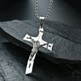 thumbnail image 3 of Stainless Steel Cross Pendant Crucifix Bible Prayer Necklace for Men, 3 of 4
