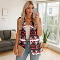 thumbnail image 4 of Uorisanigo Christmas Red Plaid Women's Jacket Vest Open Front Women's Sleeveless Vest Blazer Lightweight Vests Blazer Fashion Outerwear Size S, 4 of 7