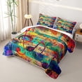 thumbnail image 3 of Erosebridal Graffiti Music Note Quilt King for Boys Girls, Paint Splatter Print King Coverlet Set, 3pcs, 3 of 7