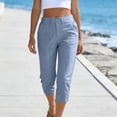 thumbnail image 6 of Womens Capri Pants High Waisted Stretch Straight Leg Pull on Business Work Gym Casual Trousers with Pockets, 6 of 9