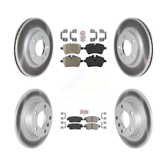 Transit Auto Front Semi-Metallic Rear Ceramic Pads and Coated Disc Brake Rotors Kit for Car Mini Cooper Countryman Paceman Base KGA-105209