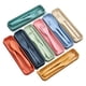 thumbnail image 1 of 8 juegos de cubiertos de paja de trigo, juego de utensilios reutilizables con estuche, cuchara, cuchillo y tenedor, 1 of 8