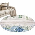 thumbnail image 2 of Eucalyptus Flowers Round Area Rug 3 FT,Small Kitchen Bathroom Mats,Blue Floral Green Vintage Wood Grain Washable Indoor Outdoor Throw Runner Carpet Non-Shedding Doormat for Table Shower Sofa Entryway, 2 of 8