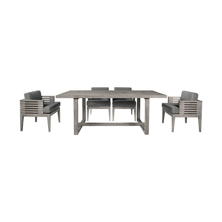Vivid Outdoor 5 Piece Dining Set in Gray Eucalyptus Wood with Gray Cushions