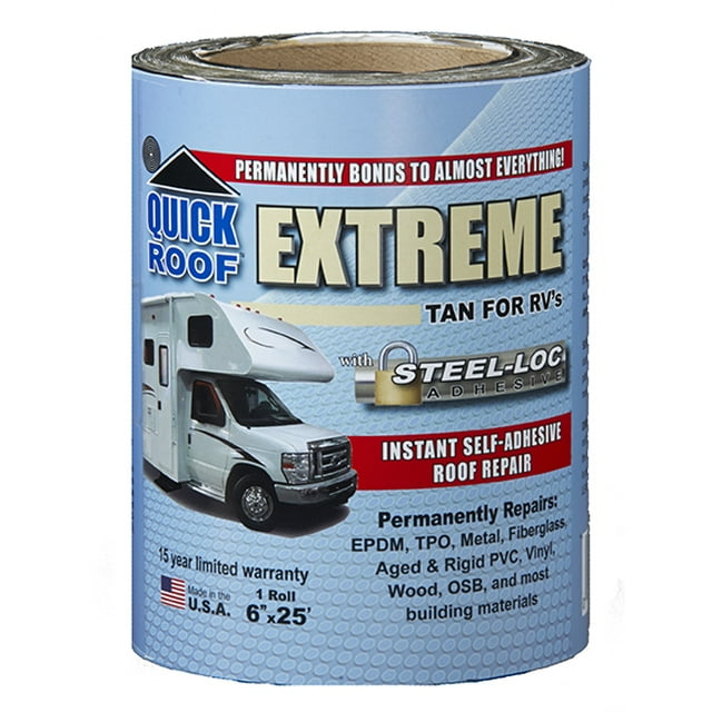 CoFair Roof Ruban de Réparation de Toit T-UBE625 Quick Extreme; Largeur 6 Pouces x Rouleau de 25 Pieds; Beige