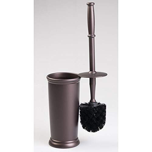 Deep Cleaning Sturdy Bronze mDesign Slim Compact Plastic Toilet Bowl Brush and Holder for Bathroom Storage 2 Pack