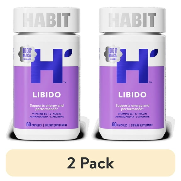(2 pack) HABIT Libido Supplement, Supports Energy & Performance, Vitamin B6 & E, Ashwagandha, Maca, 60 Capsules