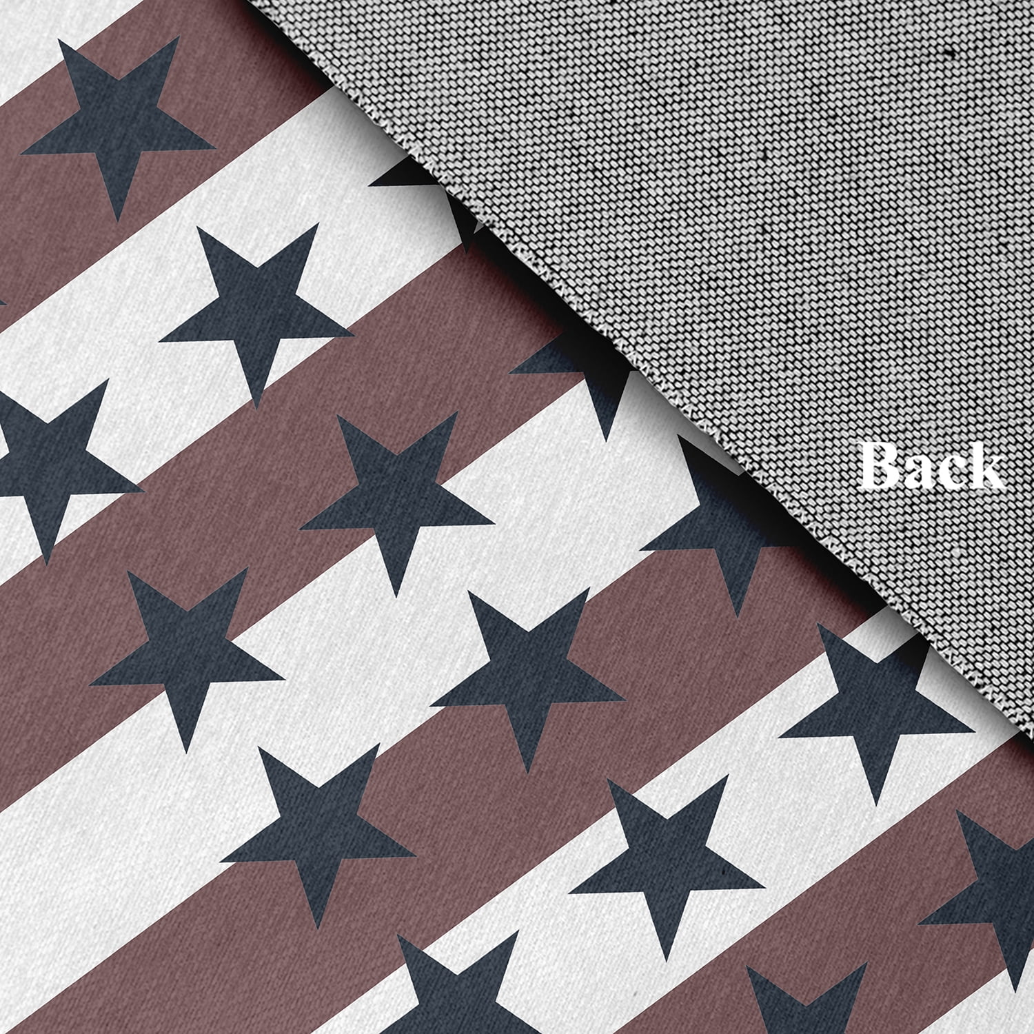 24" 36" Simply Daisy Stars and Stripes with Words Americana Chenille Area Rug, Blue-Red
