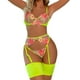 thumbnail image 1 of Conjunto de 4 piezas con bordado de flores, ropa interior, tanga, cinturón, sujetador con tirantes, conjunto de ropa interior Sexy, 1 of 6