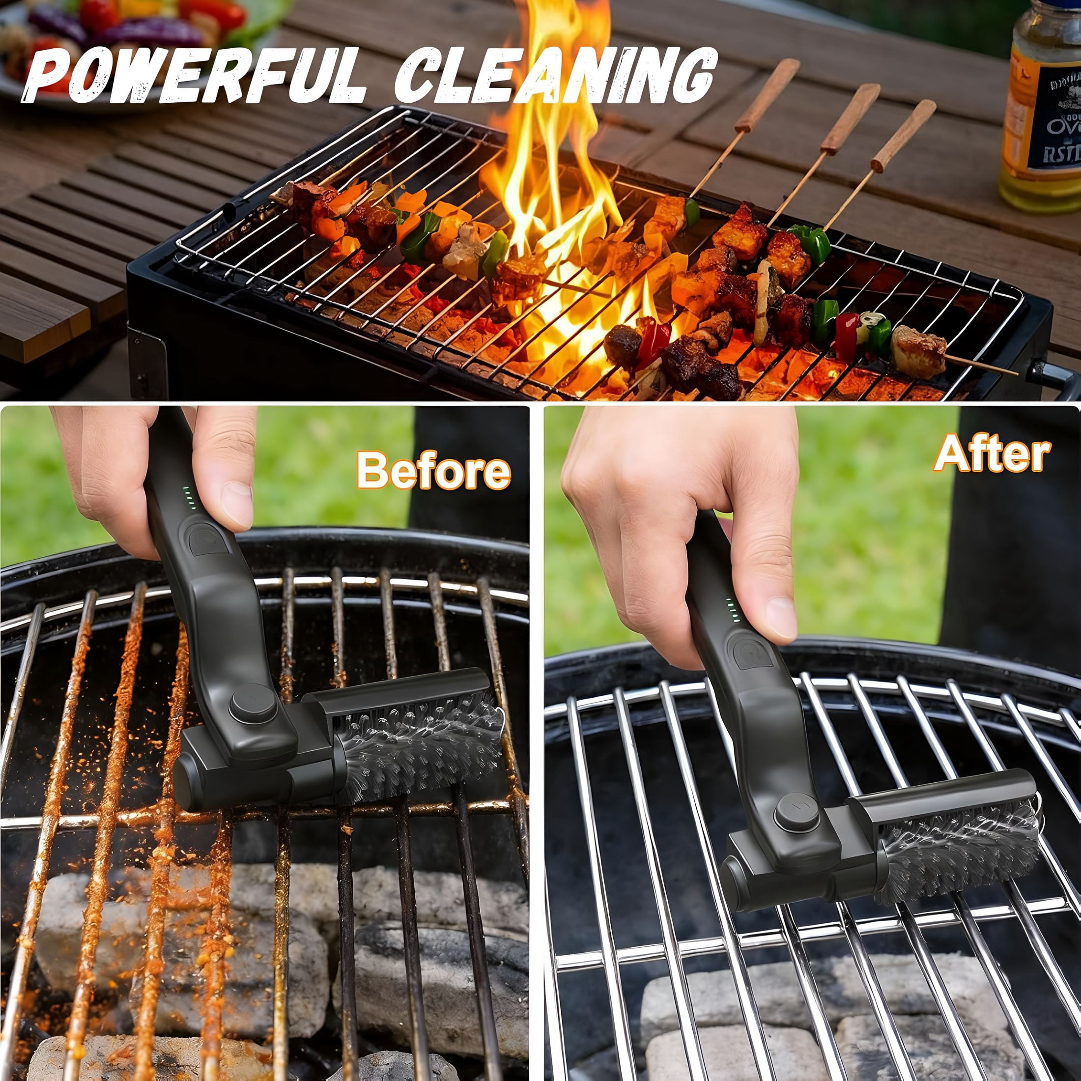 ACDANC Electric Grill Cleaning Brush,Rechargeable 3-Speed Powerful Grill Brush,Waterproof Design,180° Adjustable Stainless Steel Replaceable Brush Head,Specially Designed
