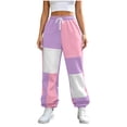 thumbnail image 5 of Nmnitkp Women's Color Block Joggers Sweatpants with Pockets Drawstring Elastic Waist Loose Fleece Winter Athletic Pants for Workout Lounge Casual Daily Wear Pink,S, 5 of 6