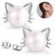 thumbnail image 1 of Pendientes de gato Pendientes de perlas de agua dulce Pendientes de tuerca de plata esterlina para regalo de mujer LingWen 8390612174483, 1 of 1
