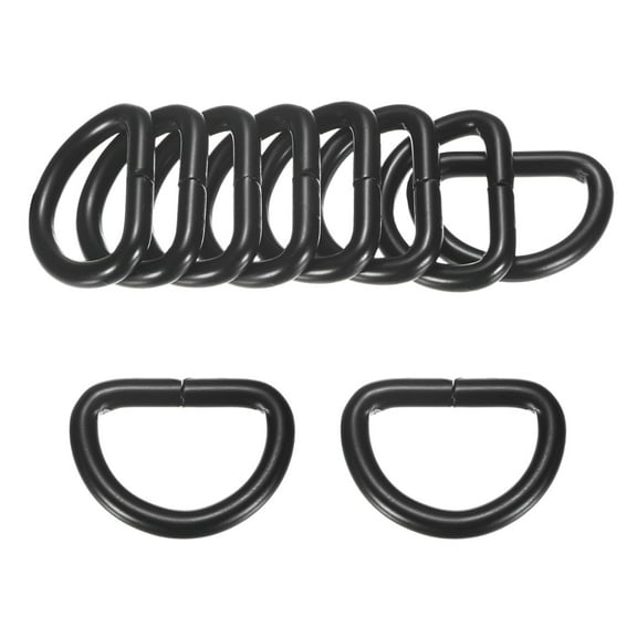 Uxcell 10-Pack D-Rings Buckle, 1 Inch Iron Non-Welded Dee Rings Metal Buckle for Purse/Aprons/Belts/Pet Collars, Semi-Circular D Ring Hardware [Black]
