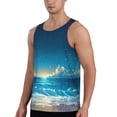 thumbnail image 2 of Pofeuu Night Sky Beach Scene Print Men's Workout Tank Tops Sleeveless Muscle Gym Shirt Quick Dry-4X-Large, 2 of 7