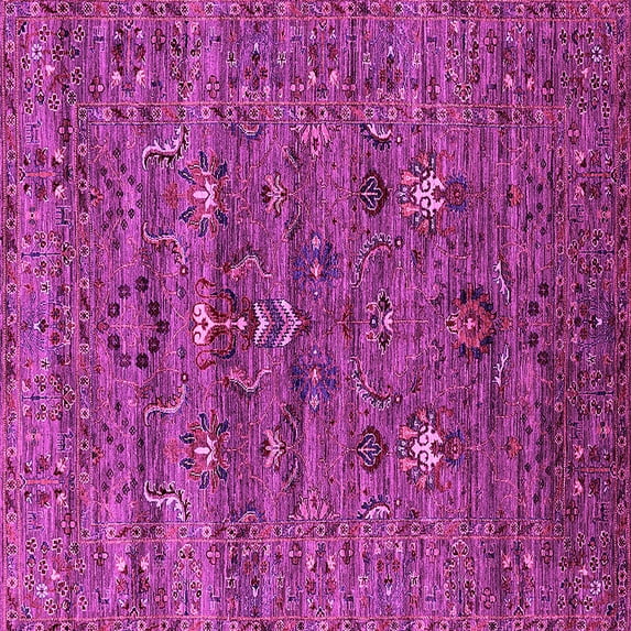 Ahgly Company Indoor Square Oriental Pink Industrial Area Rugs, 7' Square