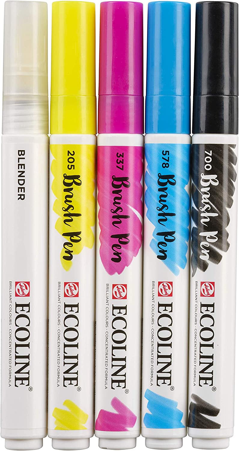 isolatie verwarring Industrialiseren Ecoline Liquid Watercolour Brush Pen, 5-Color Primary Set - Walmart.com