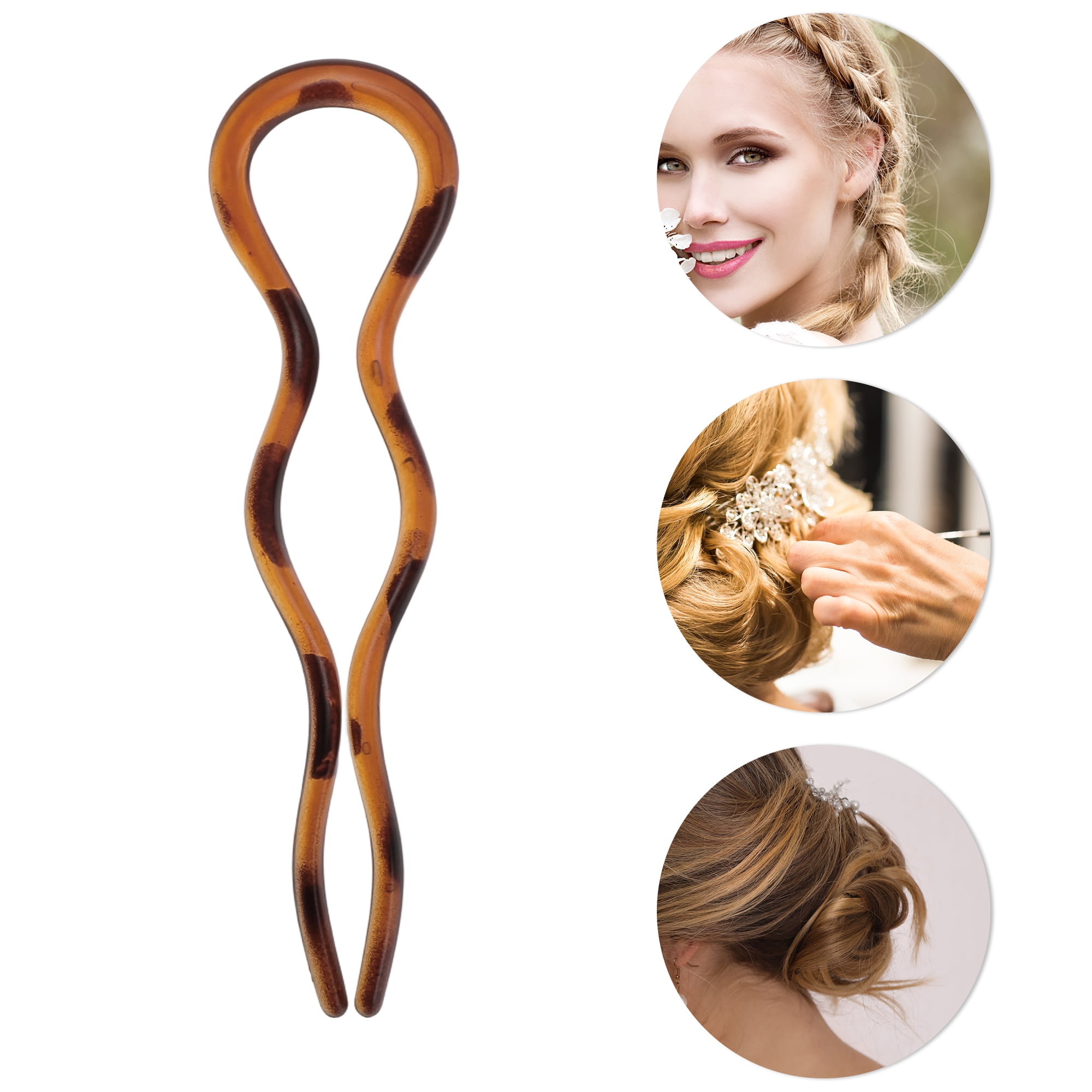 Unique Bargains U-shaped Hair Pin 4.92"x1.38" 1 Pc Matte Orange Brown
