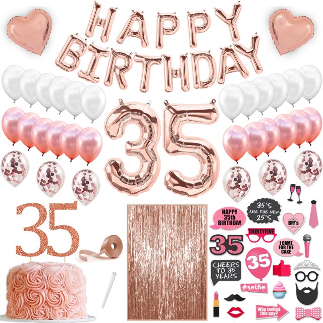 74 Piece Rose Gold 35th Birthday Decorations For Women, 35th Birthday Gifts For Women, 35