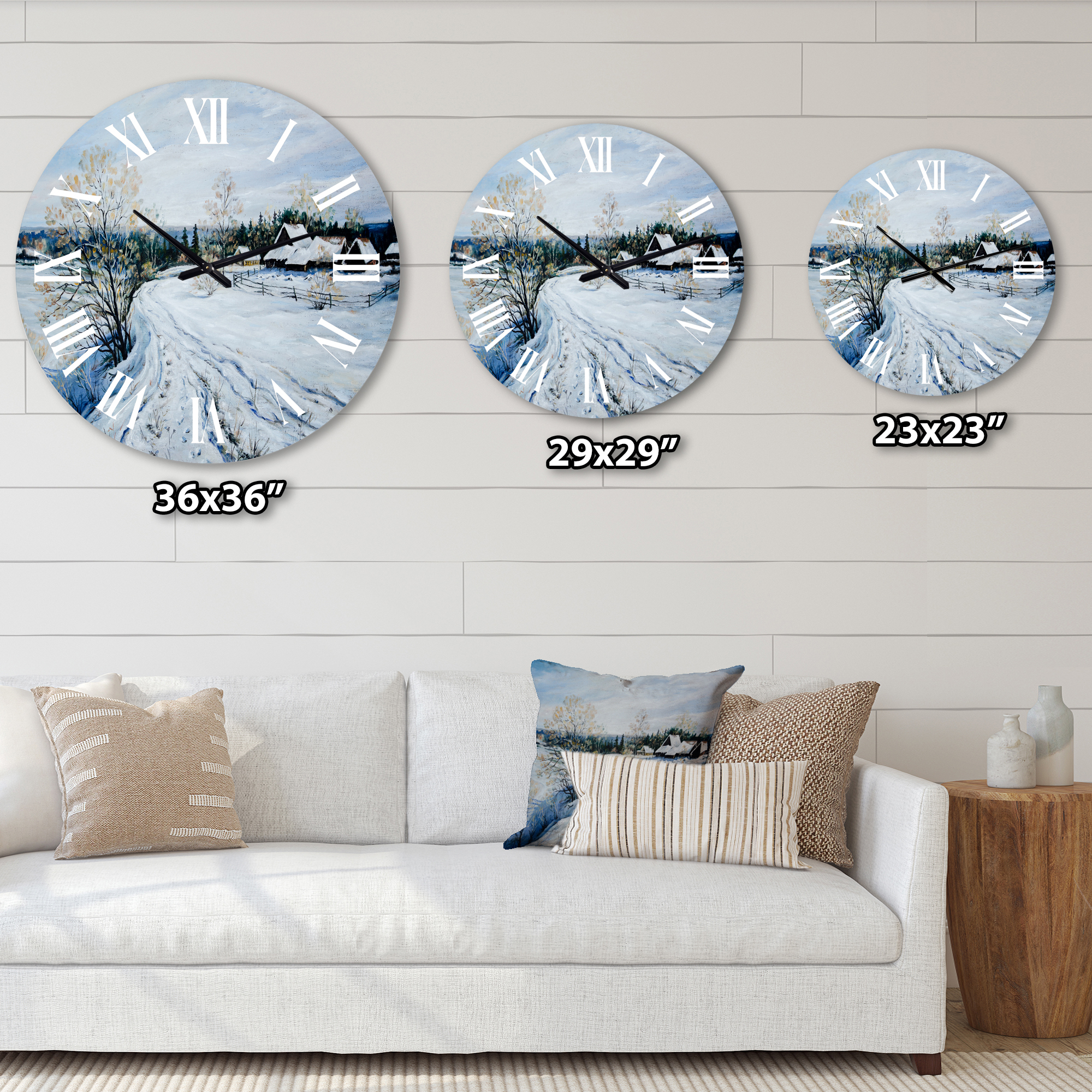 Designart 'Country Road In Winter Times Ii' Traditional Wall Clock
