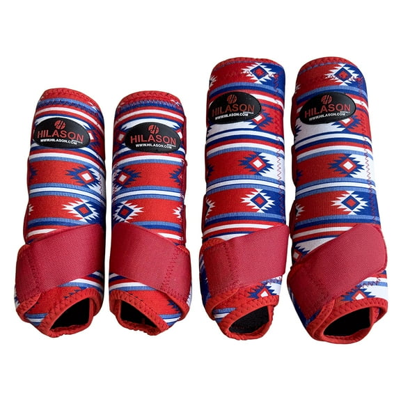 Small Hilason Horse Front Rear Hind Leg Sport Boots Set of 4 Red