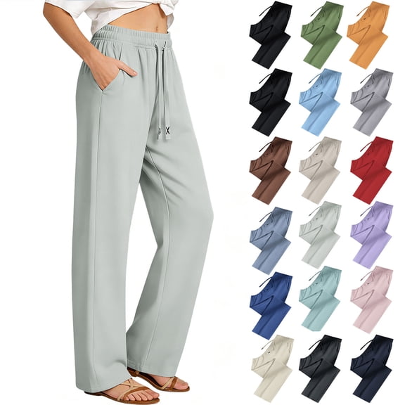 Summer Pants for Women Solid-Color Quick-Dry Pant Breathable Straight-Leg Sports Casual Comfortable and Versatile for Office Commuting