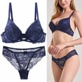 thumbnail image 2 of Levmjia Women Floral Lace Lingerie Set Two Piece Panty Adjustable Thin Straps Underwire Support Thin Cup Soft Breathable Outfit Daily Honeymoon Romantic Private Bedroom Night, 2 of 8
