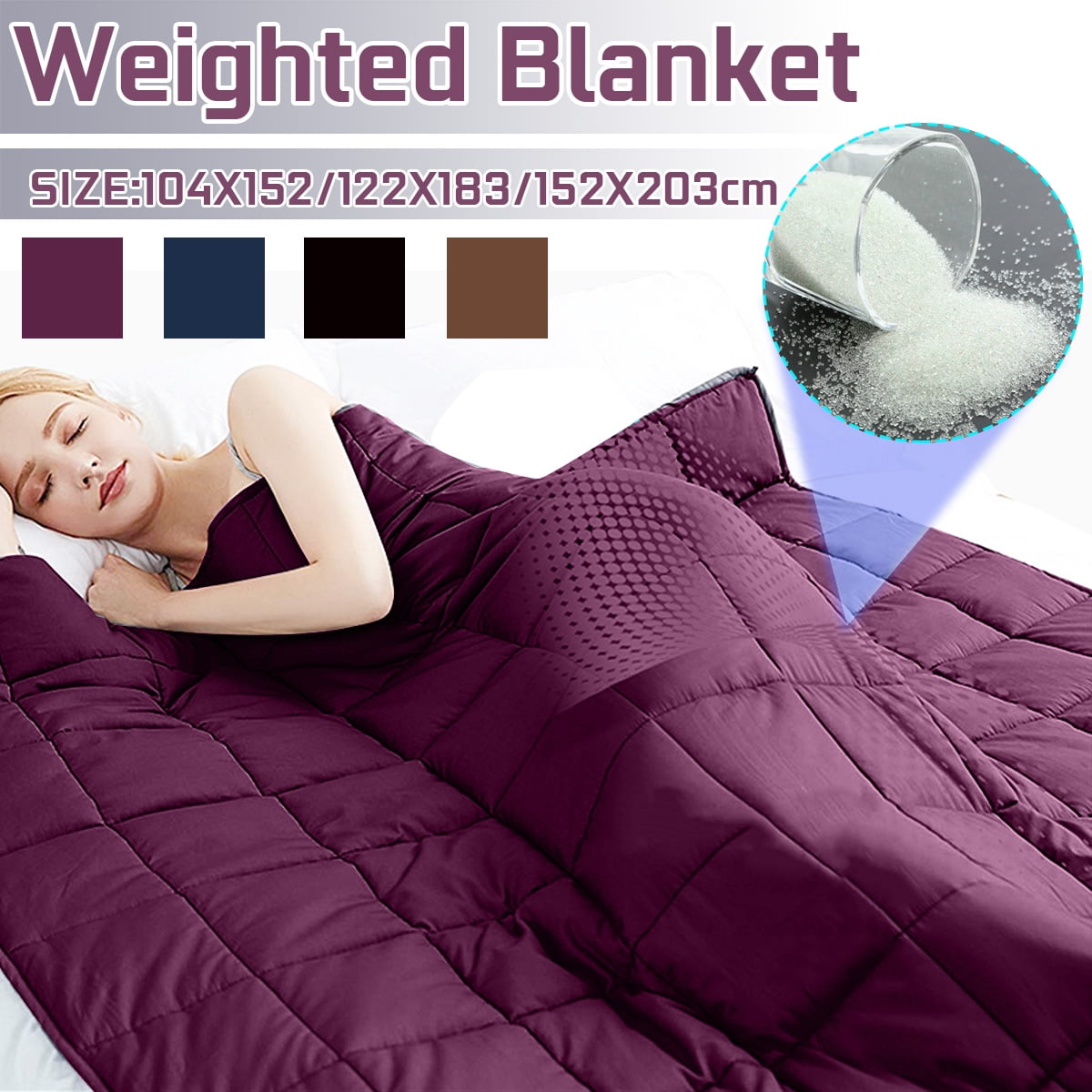 10lbs/15lbs Weighted Blanket Portable Breathable Sleepassisted Adults Kids Cotton Blanket Deep