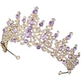 thumbnail image 2 of Miangastore Golden Rhinestone Tiara for Bridal Decoration with Zinc Alloy Material and Stunning Design 6.5 Inches, 2 of 8