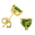 thumbnail image 1 of SZUL Women's 14K Yellow Gold 5MM Heart Peridot Earrings, 1 of 2