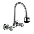 thumbnail image 1 of Dual Handle Kitchen Faucet Wall-Mounted Two-Handle Sink Mixer 360° Rotatable, 1 of 8