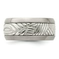 thumbnail image 4 of Edward Mirell Titanium & Sterling Silver Inlay Polished Leaf Ring, 4 of 8