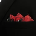 thumbnail image 3 of Red Paisley Silk Pocket Square Mens Hankies Hanky, 3 of 5