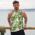 thumbnail image 6 of Gukieu Green Tropical Print Men's Quick Dry Fitness Vest, Round Neck Sleeveless Fitness Bodybuilding Top-Large, 6 of 7