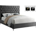 thumbnail image 2 of Meridian Furniture Cruz Solid Wood Tufted Velvet King Bed in Gray, 2 of 6