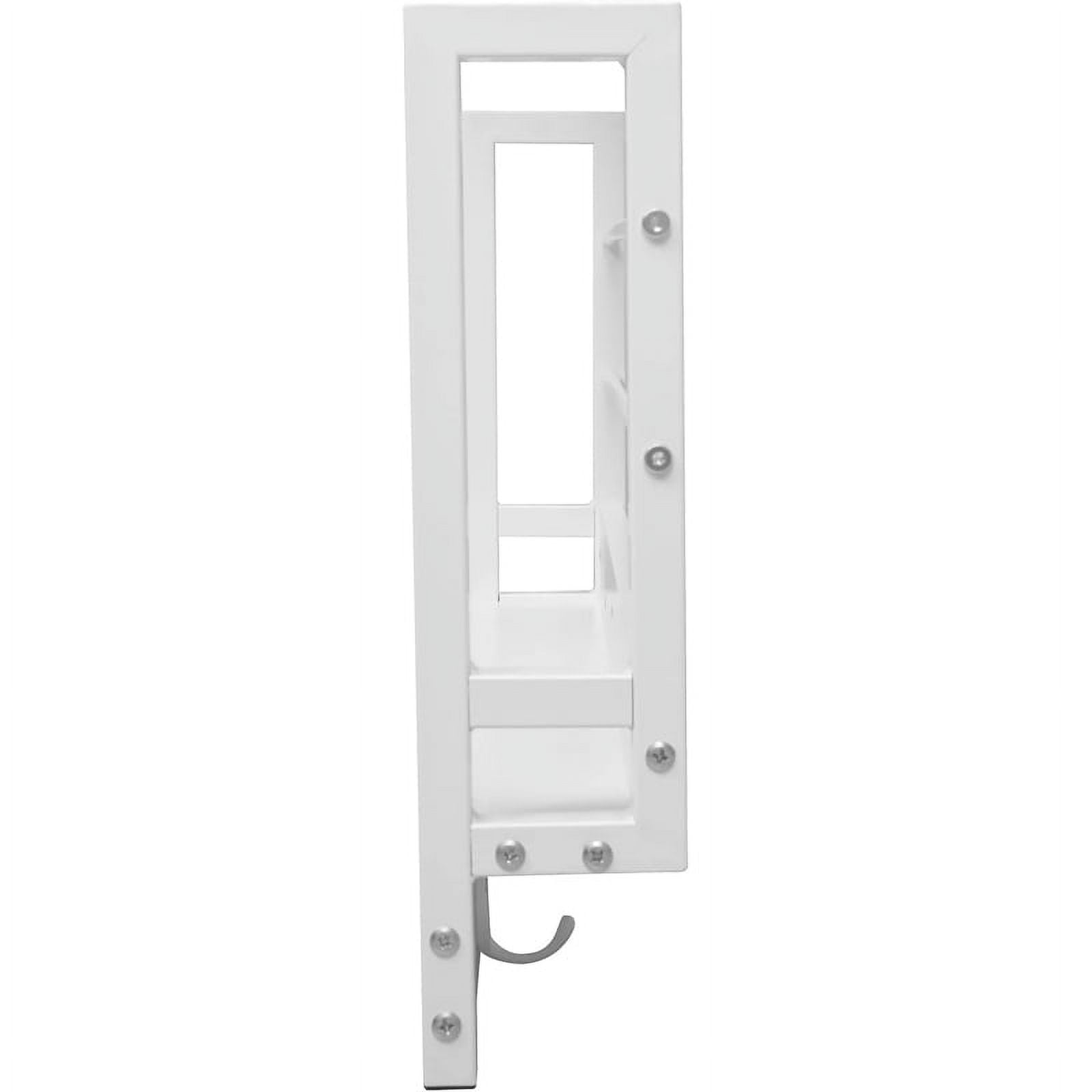 JJS Floating Book Shelf Coat Rack, Wall Mounted Storage Shelves with Coat Hooks Key Holder for Entryway Hallway Bathroom Living Room Bedroom, White, Set of 2…
