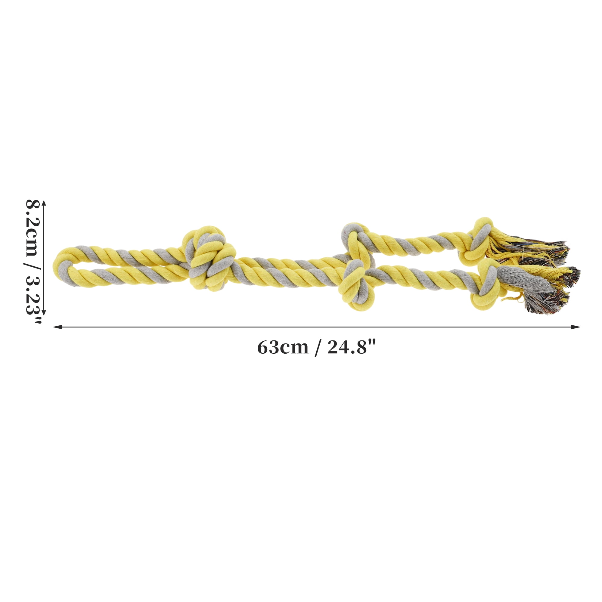 Unique Bargains Knots Shape Dog Chew Rope Durable Braided Cotton Teeth Cleaning Rope for Cats Dogs Rose Gray Yellow