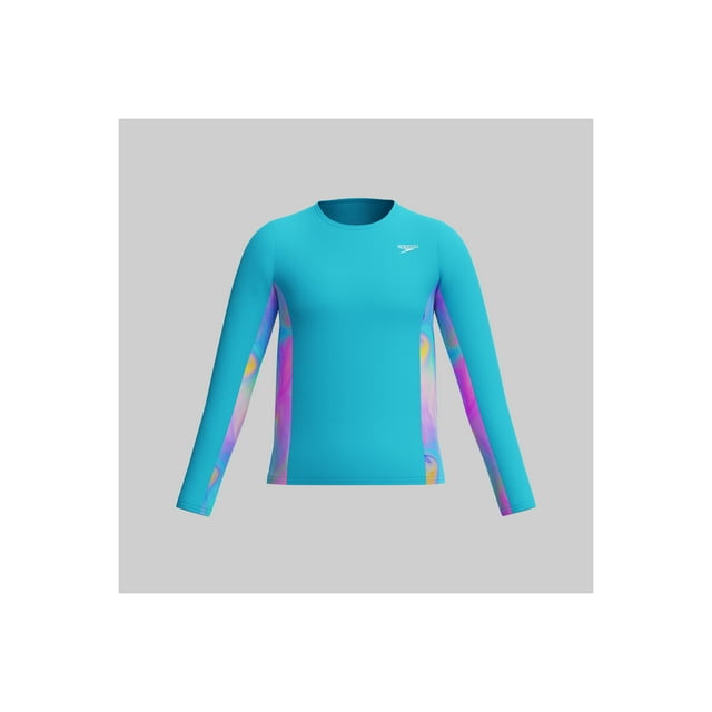 Speedo Maillot Dermoprotecteur à Manches Longues pour Fille, Protection UV Imprimée, Protection UV - Verre Arctique, Taille TG