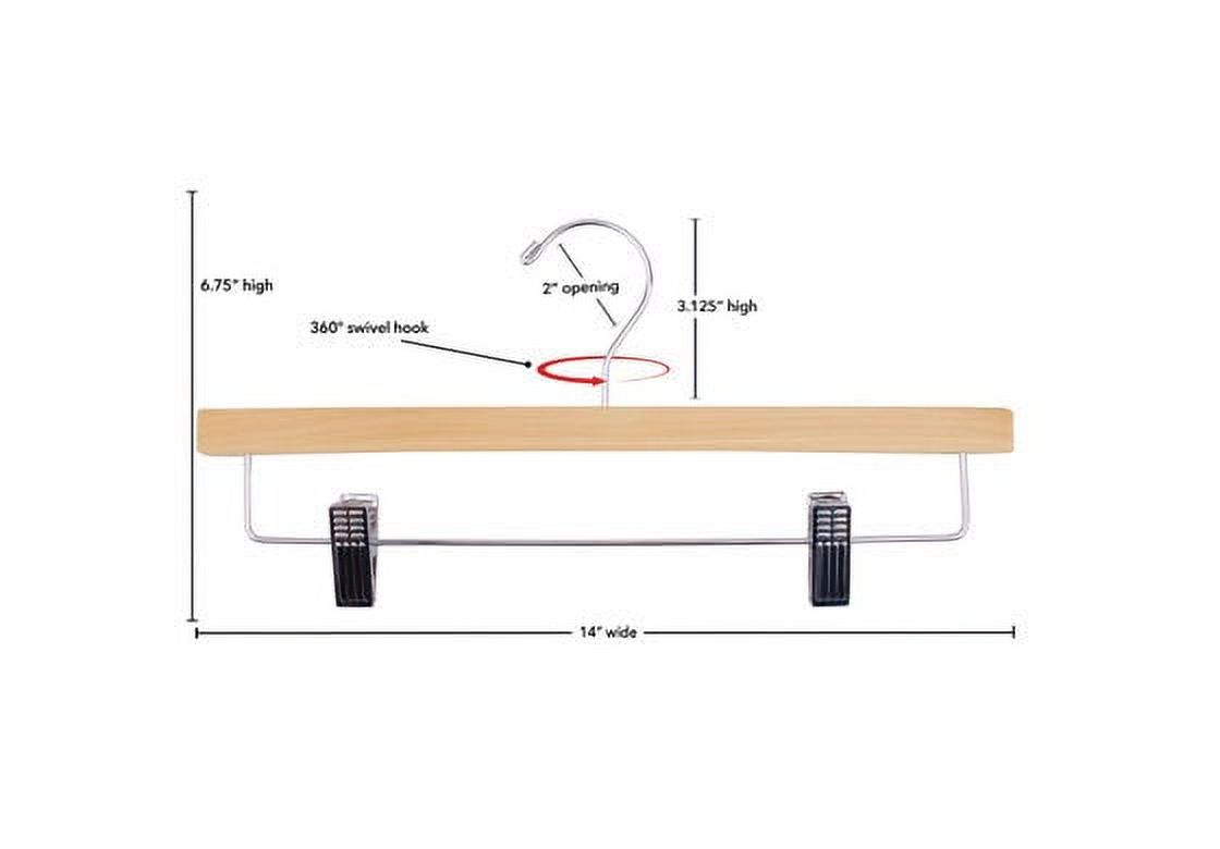 NAHANCO 14” Flat Wooden Skirt/Pant Hanger With Chrome Hardware, White Gloss - 10/CTN.