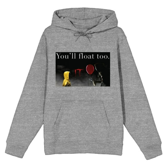 It Chapter 2 You'll Float Too Long Sleeve Gray Heather Women's Hooded Sweatshirt-Small