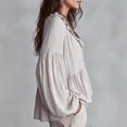 thumbnail image 4 of Women’s Long Sleeve V Neck Ruffle Blouse Loose Fit Lightweight Top with Tiered Design for Casual Daily Wear White 3XL, 4 of 6