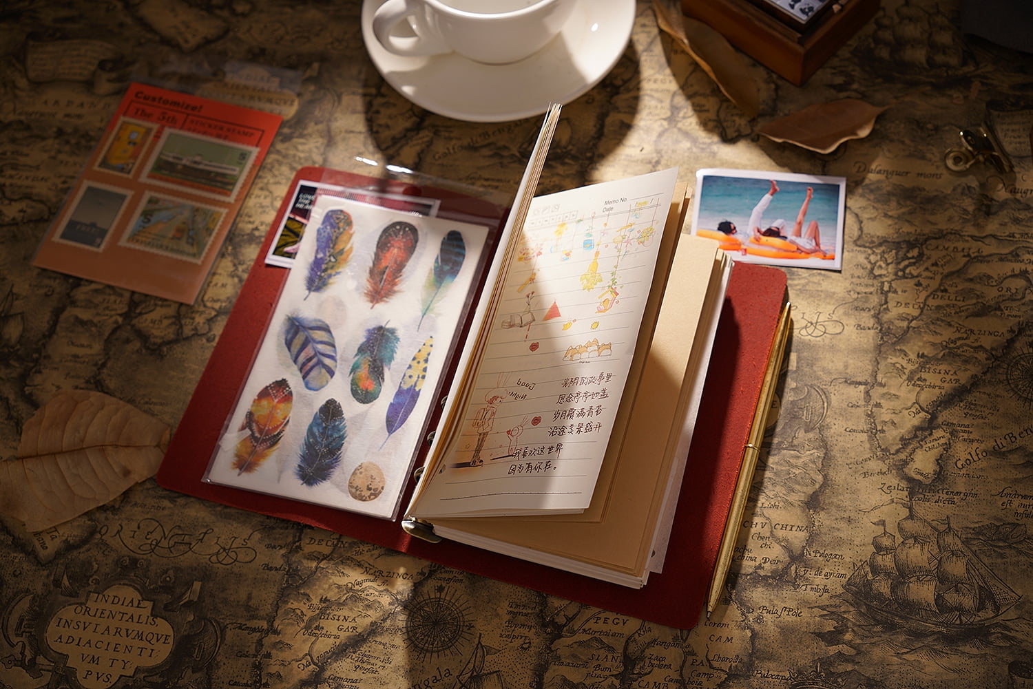 KISSKI·H Olvido Refillable Leather Journals for Women, A6 Travelers Diary Notebook with A6 Notepad, 6 Ring Binder Planner Notebook Organizer, Perfect for Business Gift/Personal Diary, Red