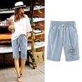 thumbnail image 2 of Pantalones Cortos de Verano para las Mujeres de Cintura Alta Estampado Elástico Cordón de Cintura, Casual Bolsillos Pantalones de Pijama, 2 of 4