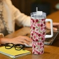 thumbnail image 6 of Uemuo Rose Flowers Print 40oz Ice Bully With Handle And Straw Stainless Steel Vacuum Insulated Cup And 2 In 1 Straw Lid Insulated Travel Tumbler, 6 of 8
