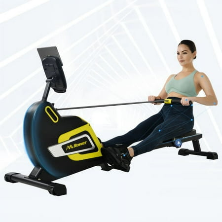 Magnetic Rowing Machine Folding Rower with 14 Level Resistance Adjustable  LCD Monitor and Tablet Holder for Foldable Rower Home Gym Cardio Workout