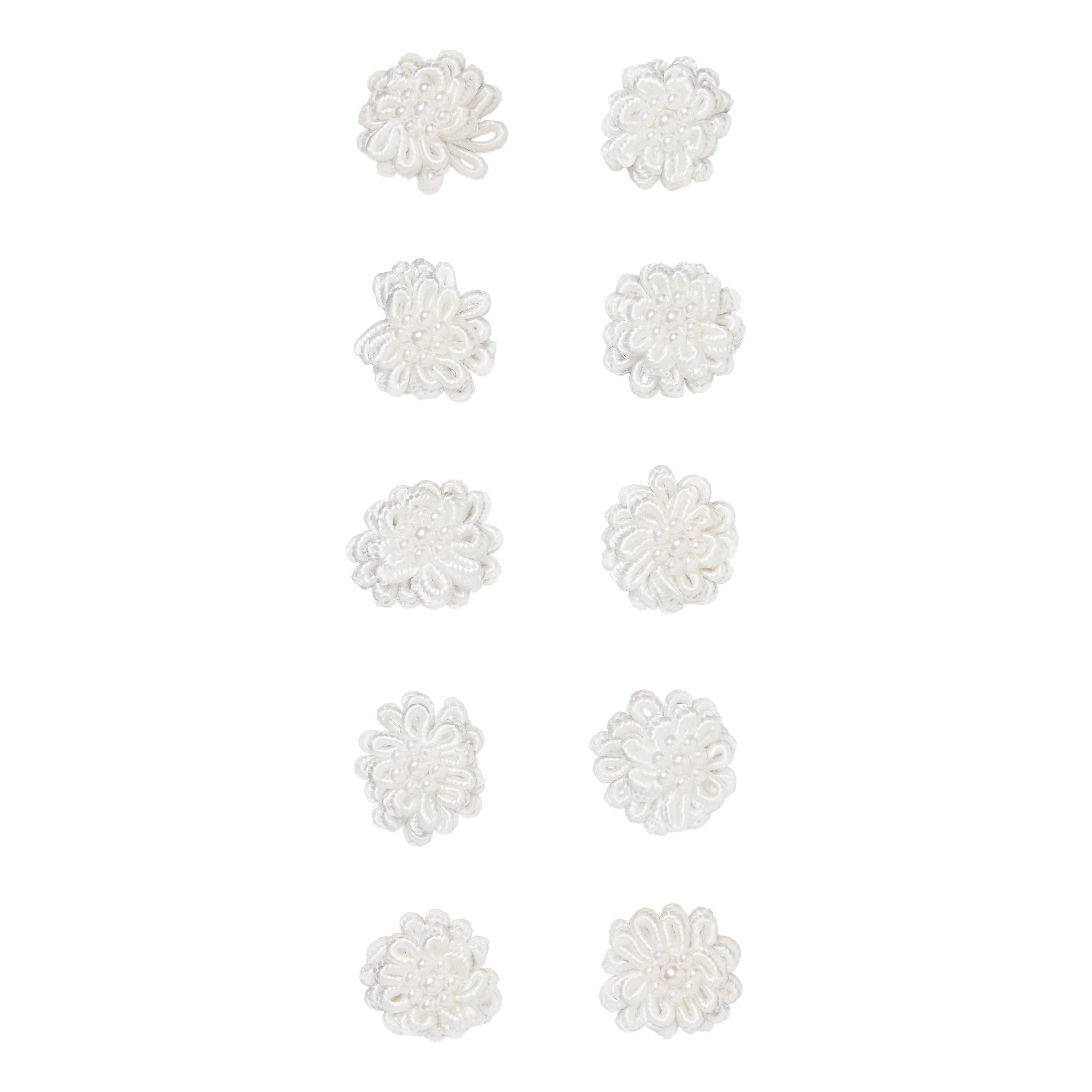 (3 pack) Offray accessories, white elegant flower with pearls accessor yard, 10 count, n yardlon, hand made, 1 package