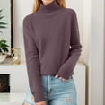 thumbnail image 2 of Arlun Women's Turtleneck Sweaters Long Sleeve Knitted Pullovers Loose Cozy Stretch Sweater Trendy Fall Winter Solid Color Basic Jumper Tops Purple XXL, 2 of 4